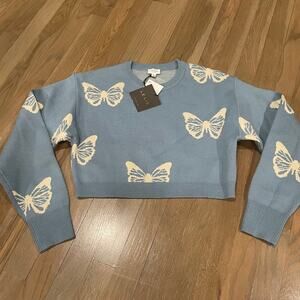 Lelis The Butterfly Effect Sweater in Blue. Size Large